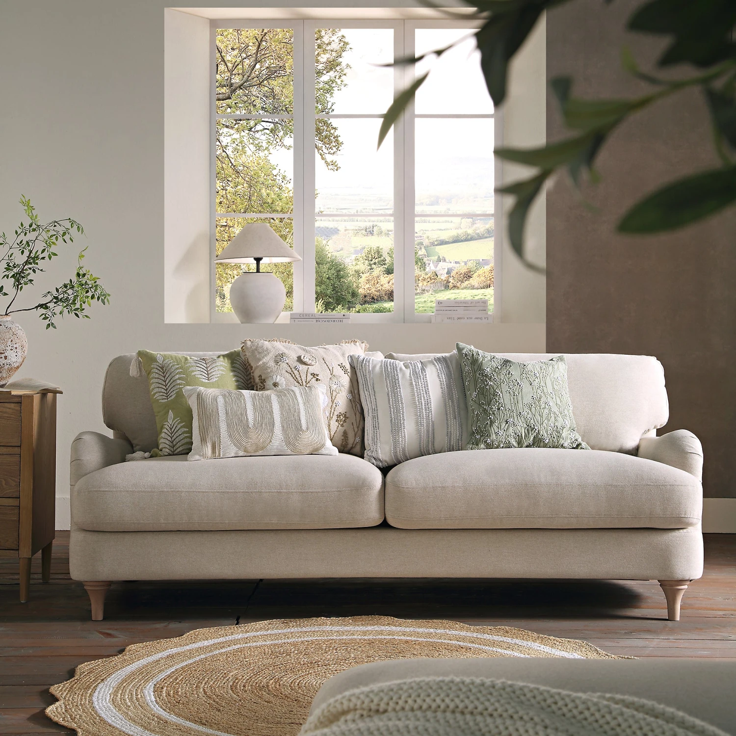 Daphnis Oatmeal Fabric Sofa, 3-Seater 1 Daphnis Oatmeal Fabric Sofa, 3-Seater