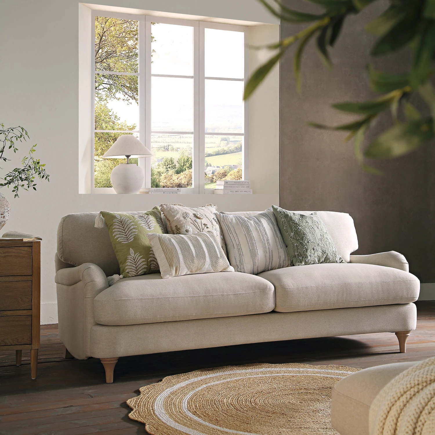 Daphnis Oatmeal Fabric Sofa, 3-Seater 2 Daphnis Oatmeal Fabric Sofa, 3-Seater - Image 2