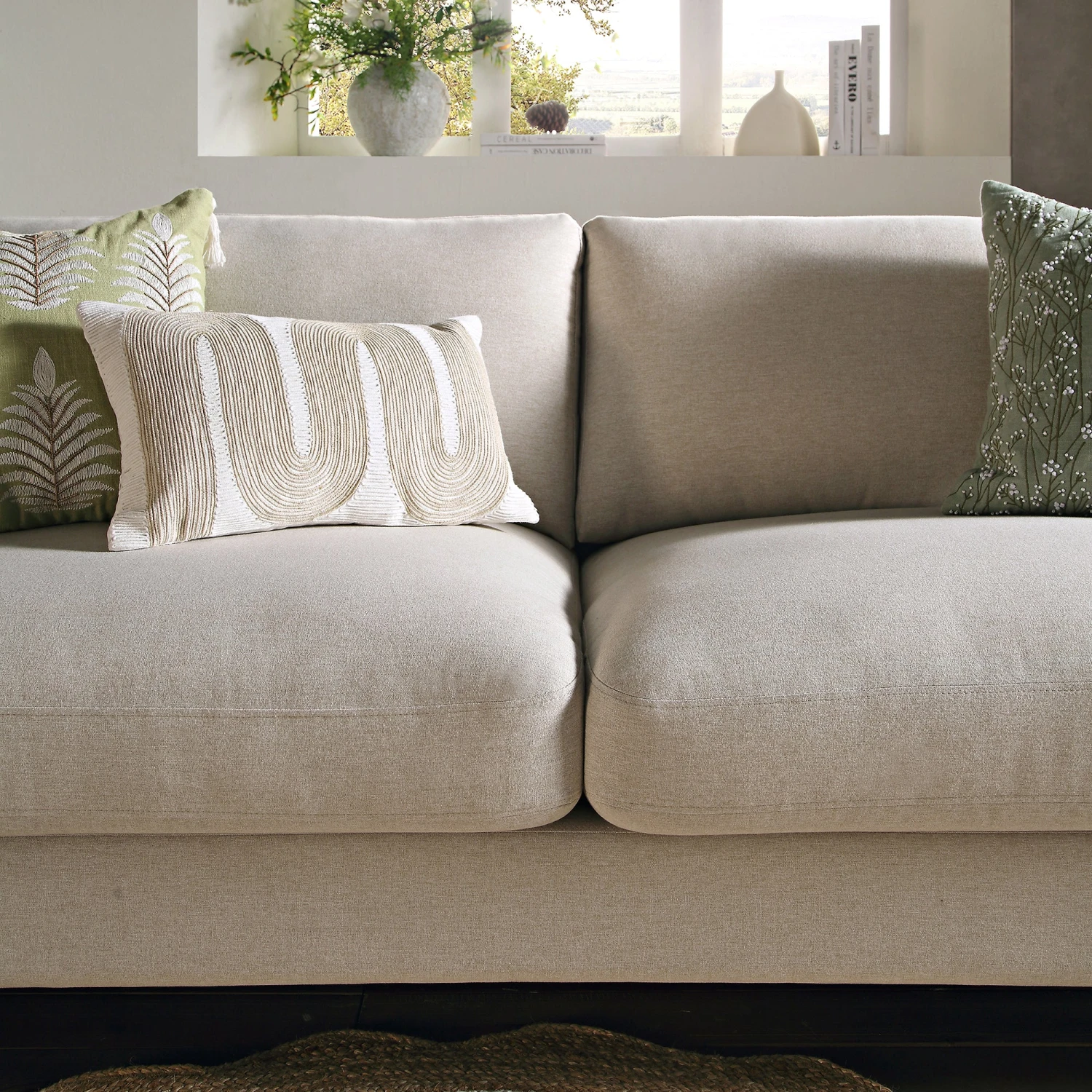 Daphnis Oatmeal Fabric Sofa, 3-Seater 4 Daphnis Oatmeal Fabric Sofa, 3-Seater - Image 4