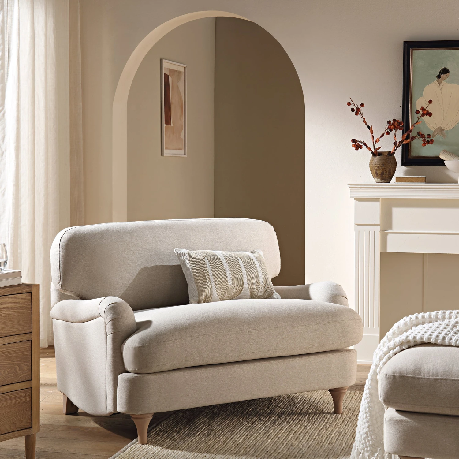 Daphnis Oatmeal Fabric Sofa, Loveseat 1 Daphnis Oatmeal Fabric Sofa, Loveseat