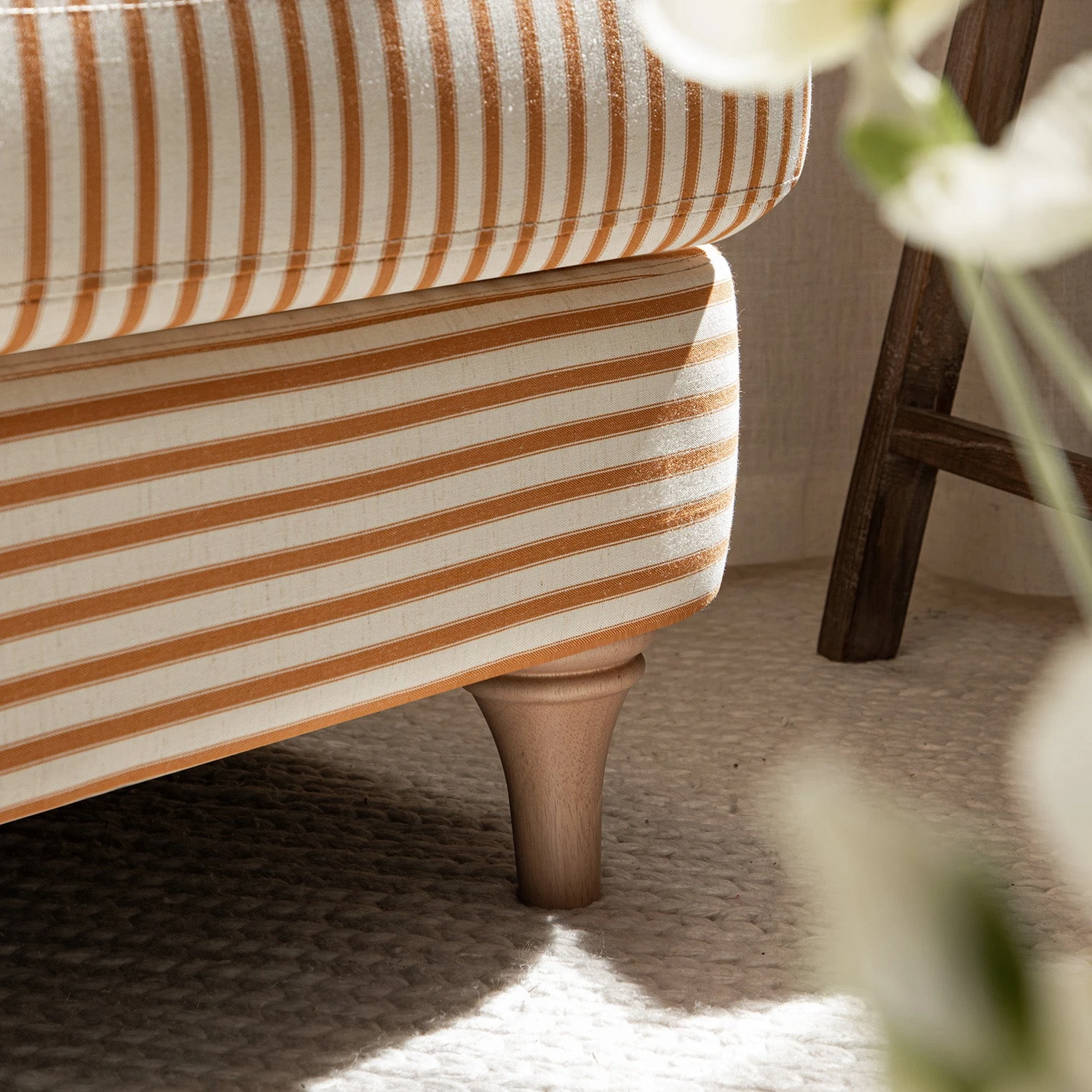 Daphnis Ochre Striped Linen Blend Sofa, 1-Seater 6 Daphnis Ochre Striped Linen Blend Sofa, 1-Seater - Image 6