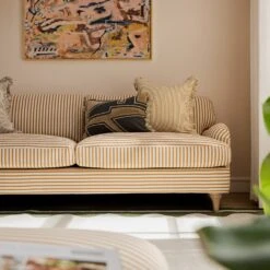 Daphnis Ochre Striped Linen Blend Sofa, 3-Seater -Daals Store GCSF 2395 OCHRE STRIPE 3ST scene3