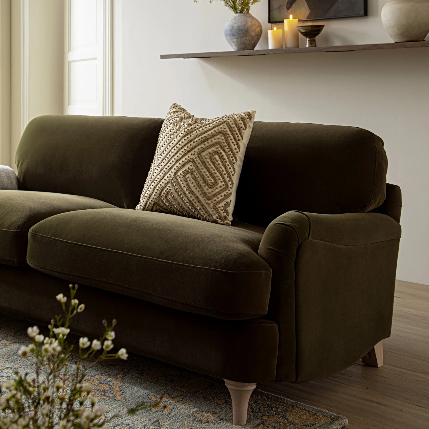 Daphnis Seaweed Velvet Sofa, 3-Seater 4 Daphnis Seaweed Velvet Sofa, 3-Seater - Image 4