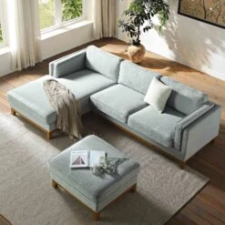 Dipley Sage Woven Fabric Sofa, Grande Chaise Sofa Left Hand Facing -Daals Store GCSF 2398 SAGE WOV LEFT scene2