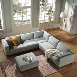 Dipley Sage Woven Fabric Grande Corner Sofa -Daals Store GCSF 2399 SAGE WOV LARGECORNER scene2