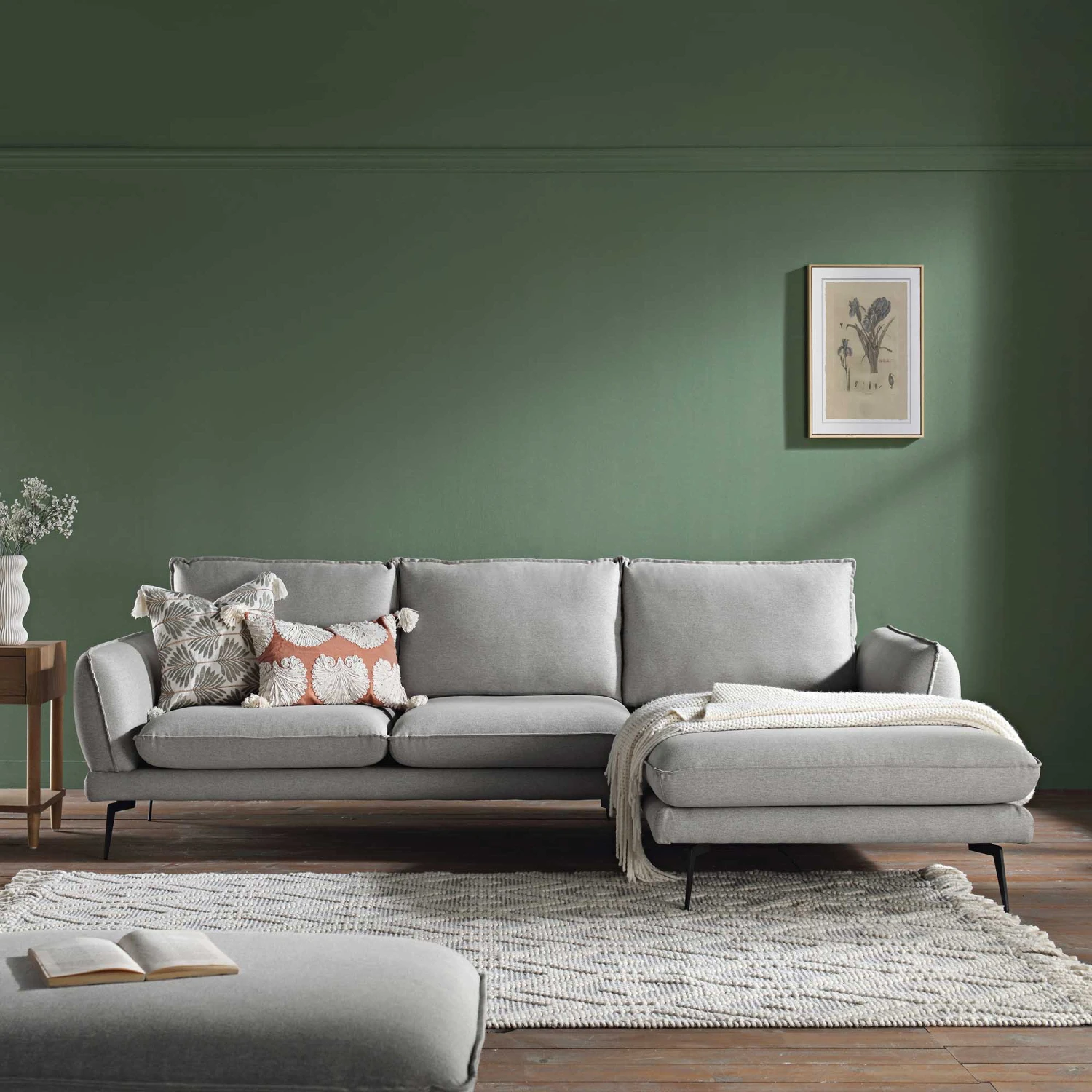 Obriel Grey Marl Fabric Sofa, Grande Chaise Sofa Right Hand Facing 3 Obriel Grey Marl Fabric Sofa, Grande Chaise Sofa Right Hand Facing - Image 3