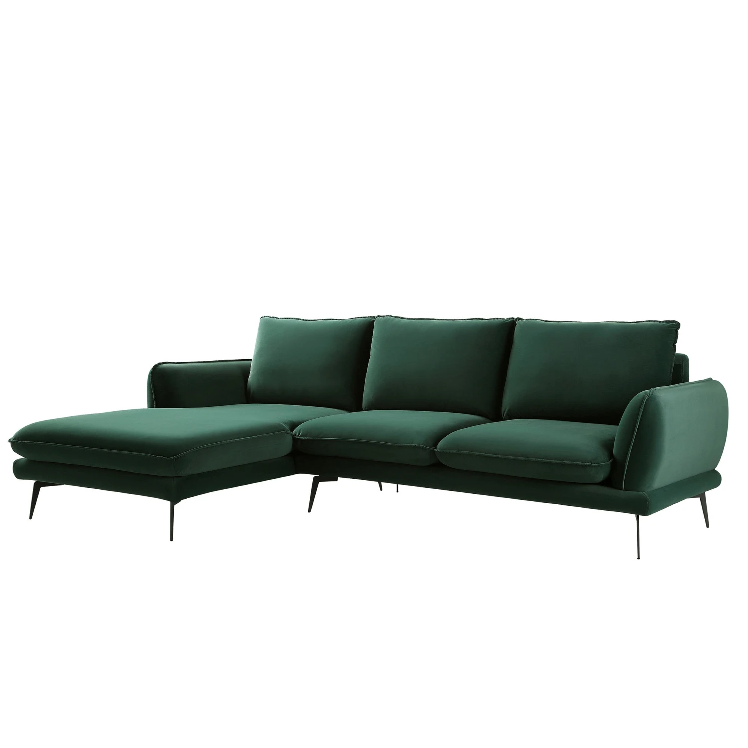 Obriel Forest Green Velvet Sofa, Grande Chaise Sofa Left Hand Facing 5 Obriel Forest Green Velvet Sofa, Grande Chaise Sofa Left Hand Facing - Image 5
