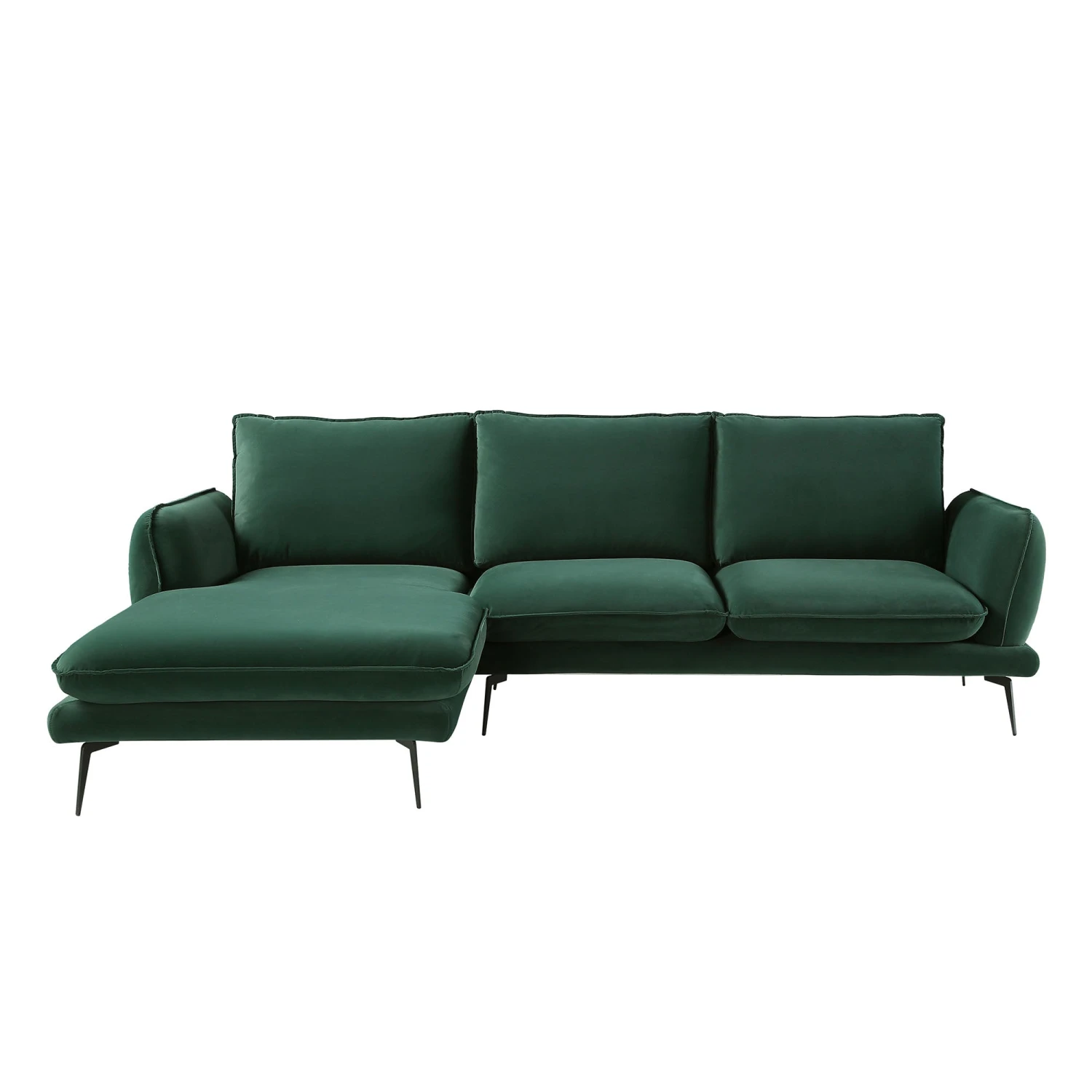 Obriel Forest Green Velvet Sofa, Grande Chaise Sofa Left Hand Facing 6 Obriel Forest Green Velvet Sofa, Grande Chaise Sofa Left Hand Facing - Image 6
