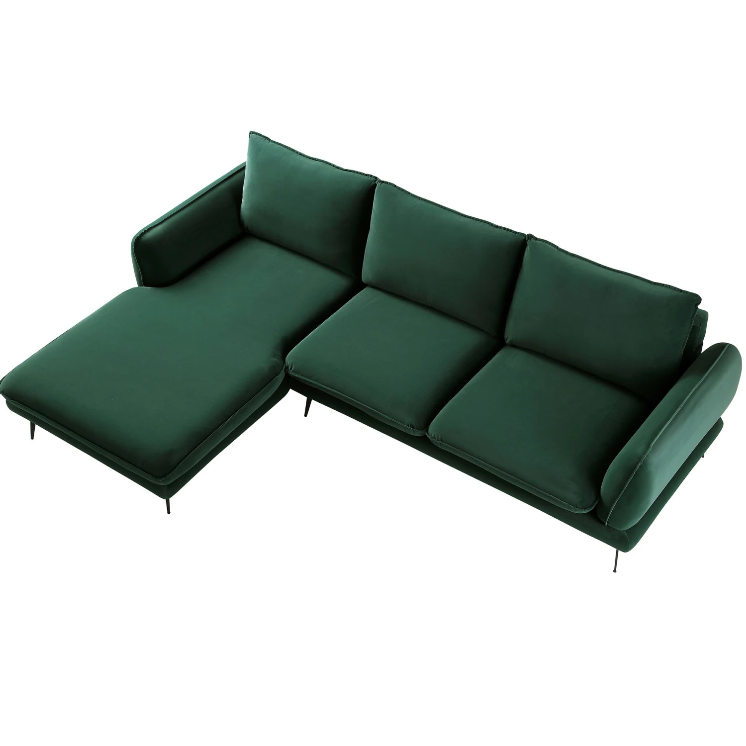 Obriel Forest Green Velvet Sofa, Grande Chaise Sofa Left Hand Facing 9 Obriel Forest Green Velvet Sofa, Grande Chaise Sofa Left Hand Facing - Image 9