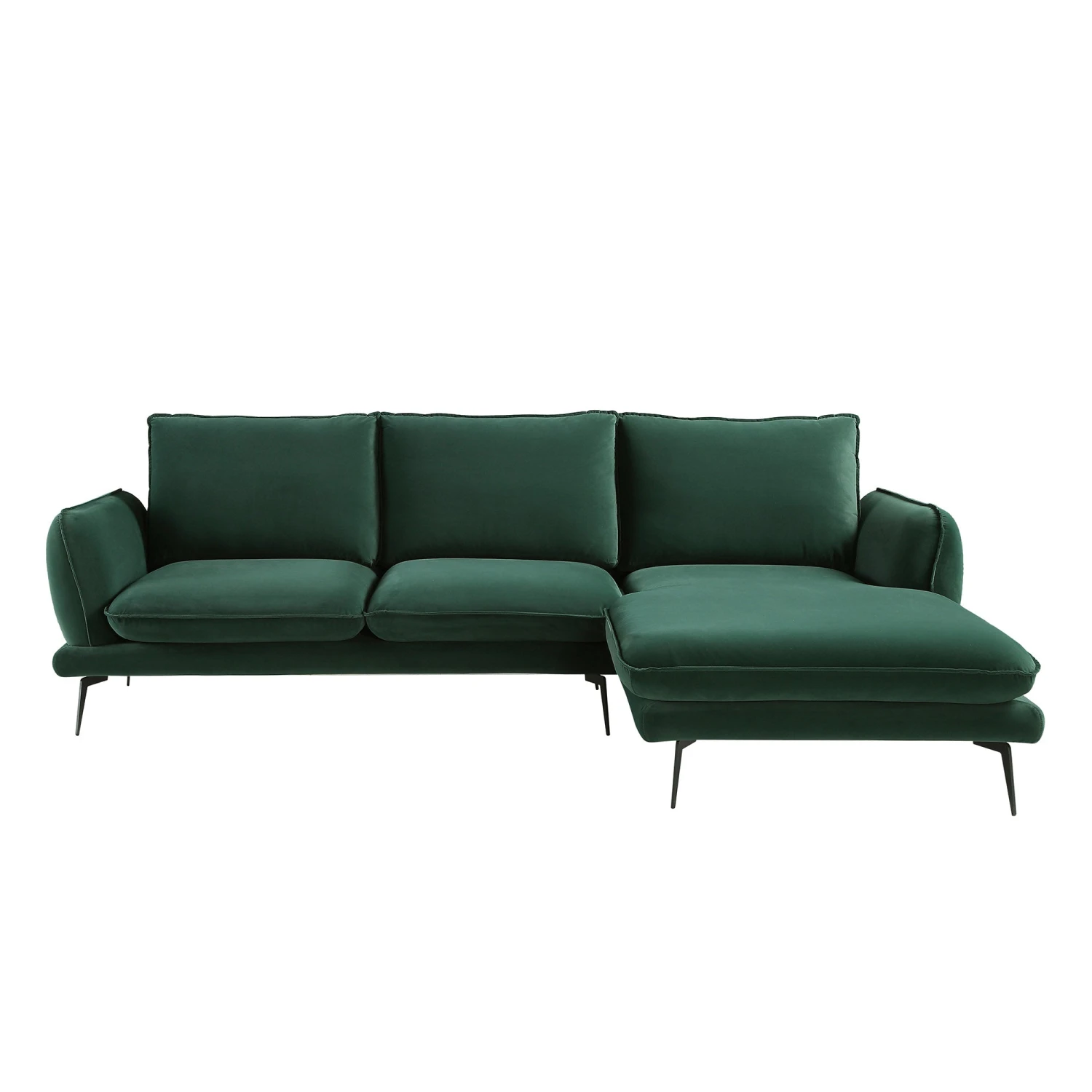 Obriel Forest Green Velvet Sofa, Grande Chaise Sofa Right Hand Facing 4 Obriel Forest Green Velvet Sofa, Grande Chaise Sofa Right Hand Facing - Image 4