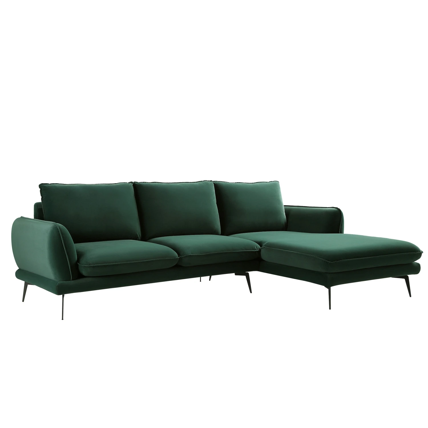 Obriel Forest Green Velvet Sofa, Grande Chaise Sofa Right Hand Facing 5 Obriel Forest Green Velvet Sofa, Grande Chaise Sofa Right Hand Facing - Image 5