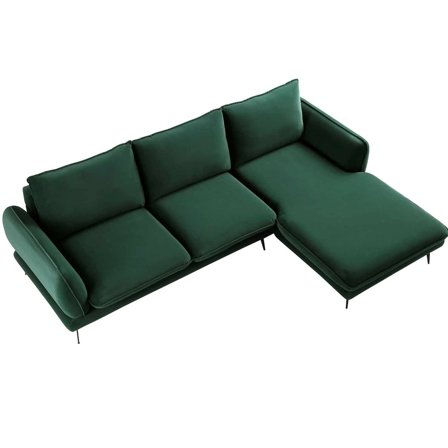 Obriel Forest Green Velvet Sofa, Grande Chaise Sofa Right Hand Facing 8 Obriel Forest Green Velvet Sofa, Grande Chaise Sofa Right Hand Facing - Image 8