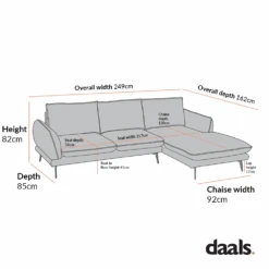 Obriel Oatmeal Fabric Sofa, Grande Chaise Sofa Right Hand Facing 17 Obriel Oatmeal Fabric Sofa, Grande Chaise Sofa Right Hand Facing -Daals Store GCSF 2400 RIGHT CHART 1