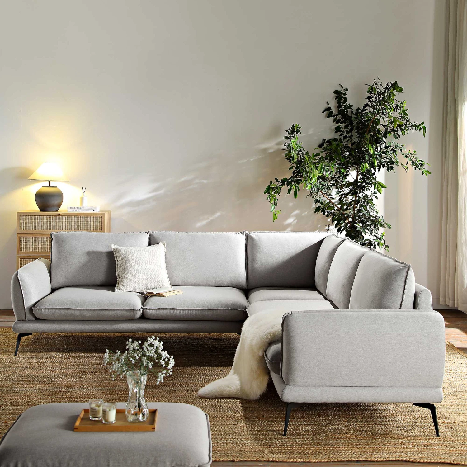 Obriel Grey Marl Fabric Grande Corner Sofa 3 Obriel Grey Marl Fabric Grande Corner Sofa - Image 3