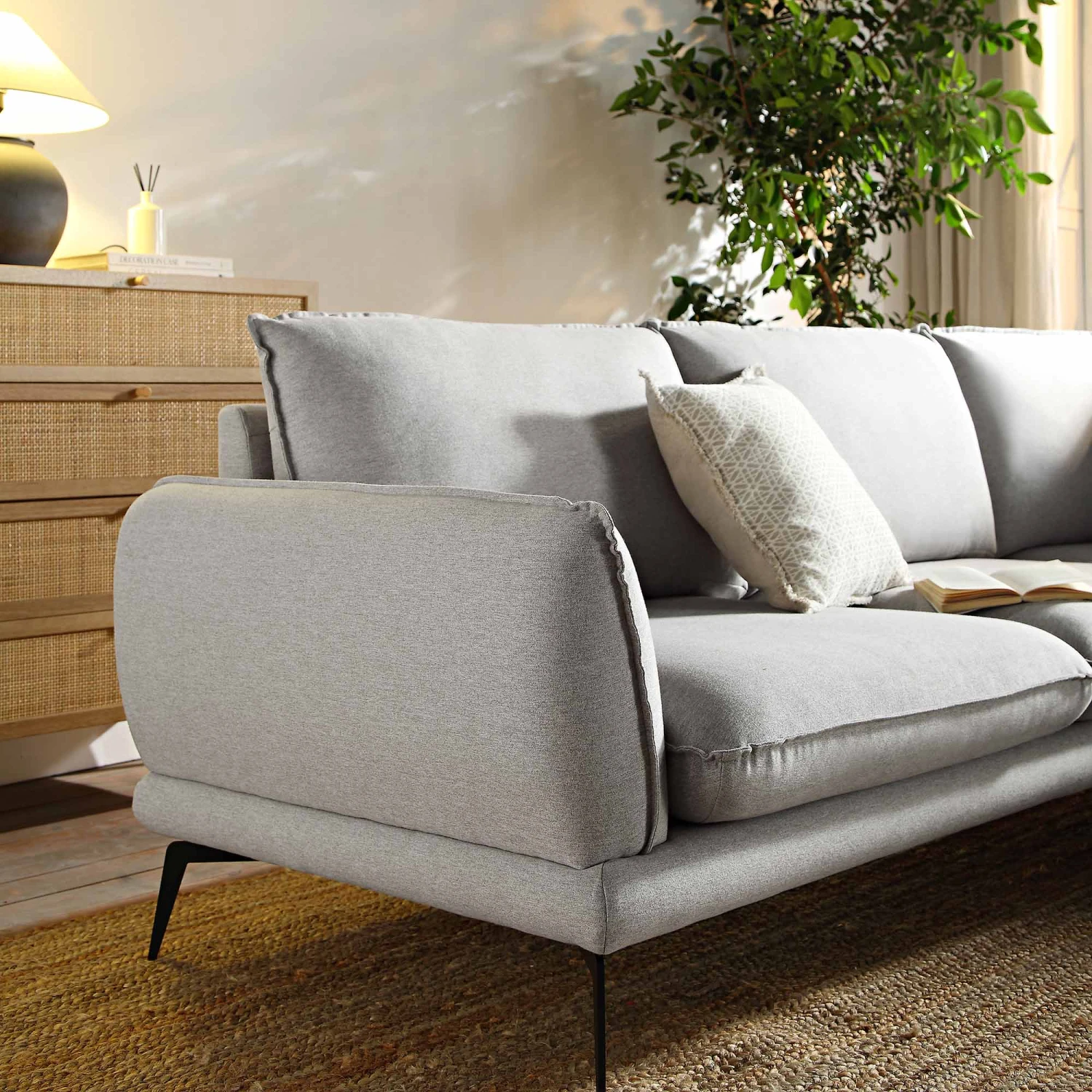Obriel Grey Marl Fabric Grande Corner Sofa 4 Obriel Grey Marl Fabric Grande Corner Sofa - Image 4