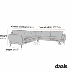 Obriel Oatmeal Fabric Grande Corner Sofa -Daals Store GCSF 2401 LARGECORNER CHART