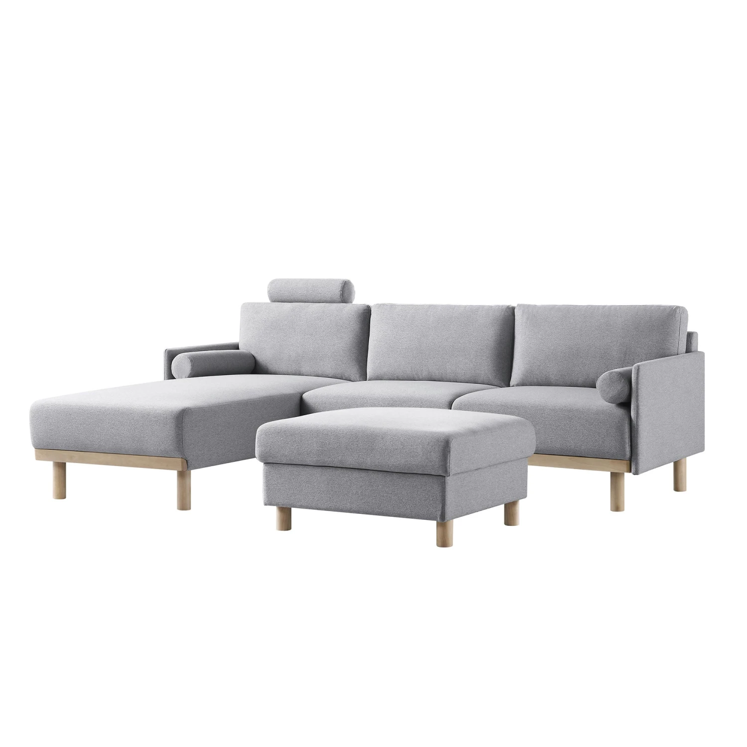 Timber Grey Marl Fabric Sofa, Large 3-Seater Chaise Sofa Left Hand Facing 9 Timber Grey Marl Fabric Sofa, Large 3-Seater Chaise Sofa Left Hand Facing - Image 9
