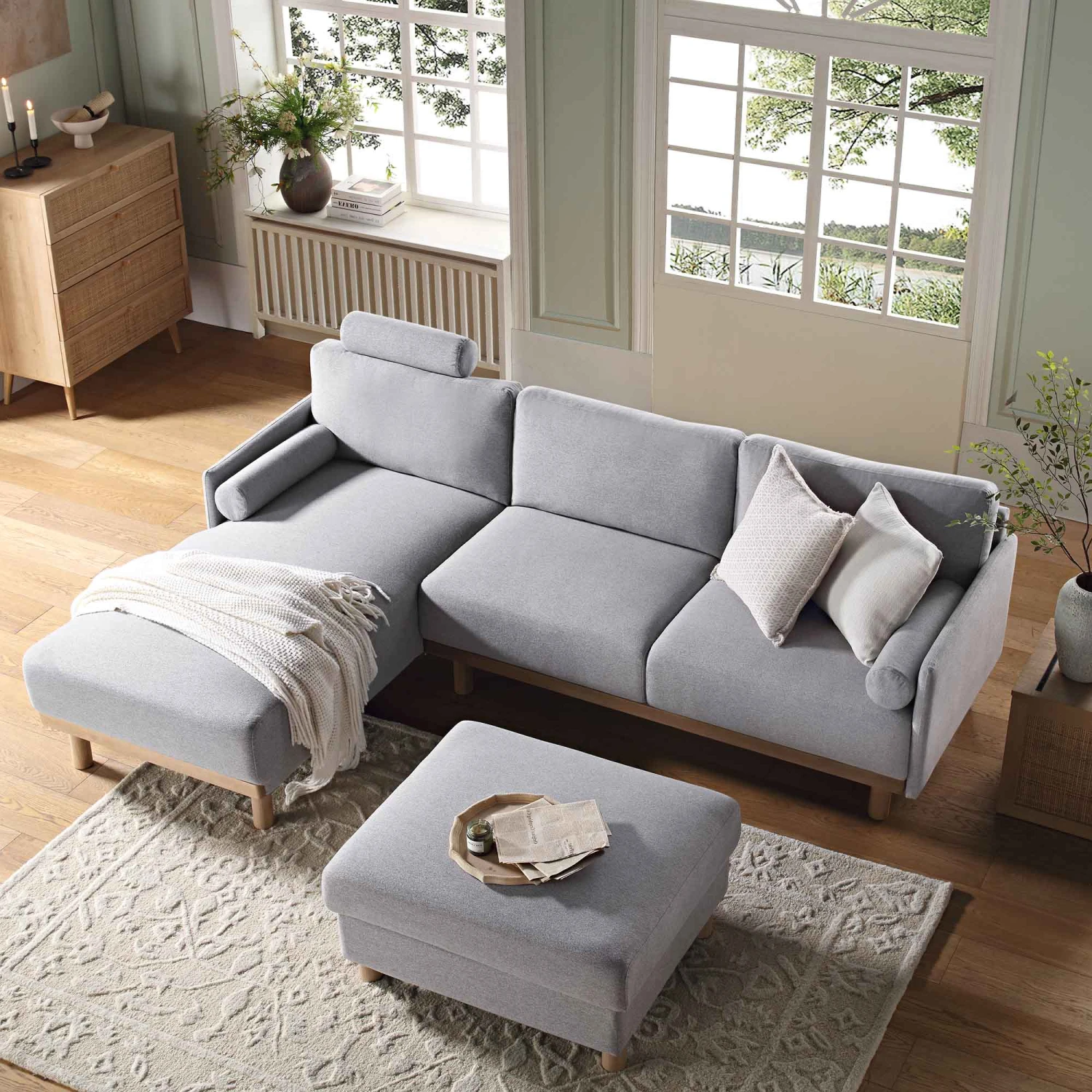 Timber Grey Marl Fabric Sofa, Large 3-Seater Chaise Sofa Left Hand Facing 3 Timber Grey Marl Fabric Sofa, Large 3-Seater Chaise Sofa Left Hand Facing - Image 3