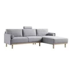 Timber Grey Marl Fabric Sofa, Large 3-Seater Chaise Sofa Right Hand Facing -Daals Store GCSF 2402 GREY FAB RIGHT WB1