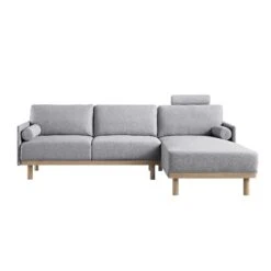 Timber Grey Marl Fabric Sofa, Large 3-Seater Chaise Sofa Right Hand Facing -Daals Store GCSF 2402 GREY FAB RIGHT WB2