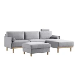 Timber Grey Marl Fabric Sofa, Large 3-Seater Chaise Sofa Right Hand Facing -Daals Store GCSF 2402 GREY FAB RIGHT WB6
