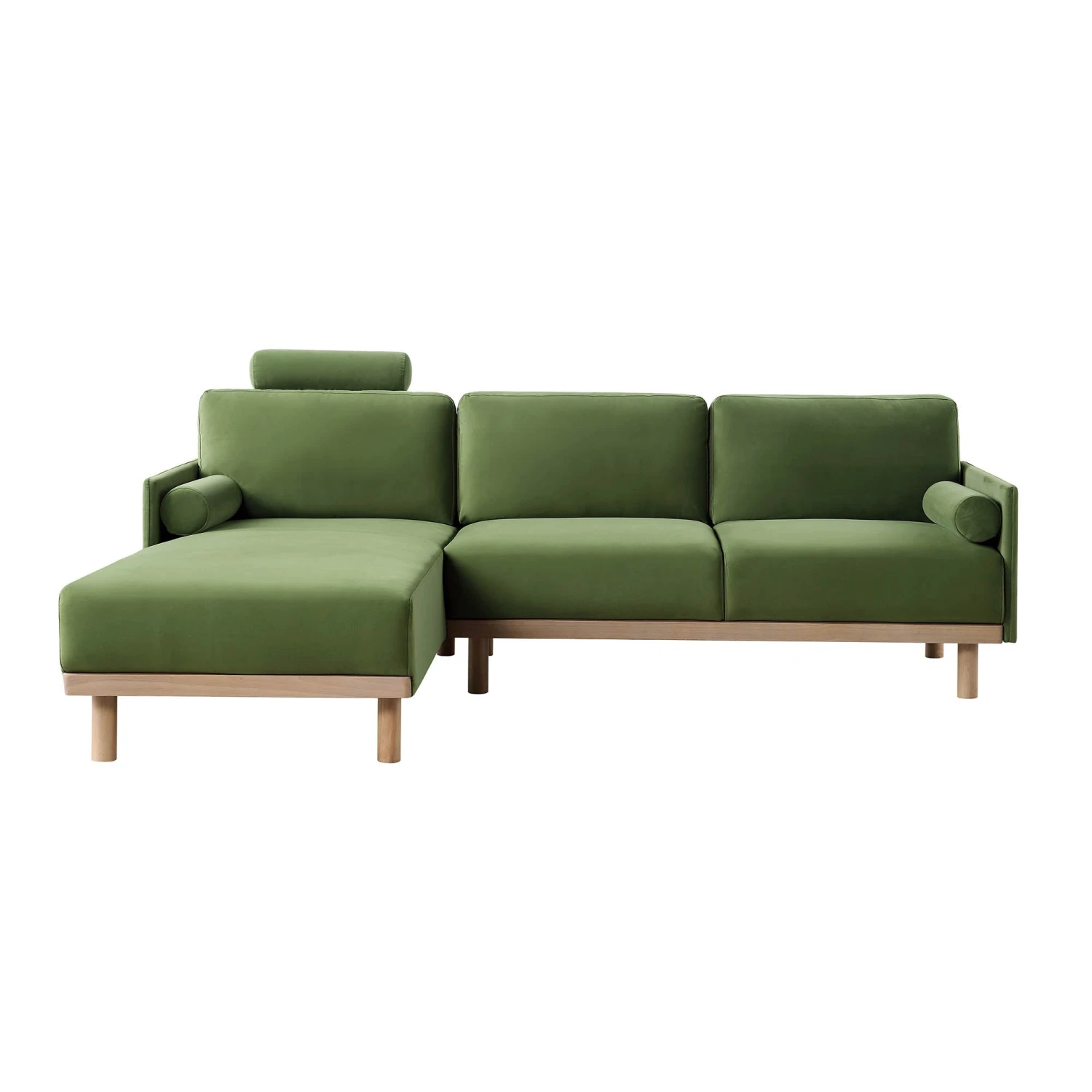 Timber Fern Green Velvet Sofa, Large 3-Seater Chaise Sofa Left Hand Facing 6 Timber Fern Green Velvet Sofa, Large 3-Seater Chaise Sofa Left Hand Facing - Image 6