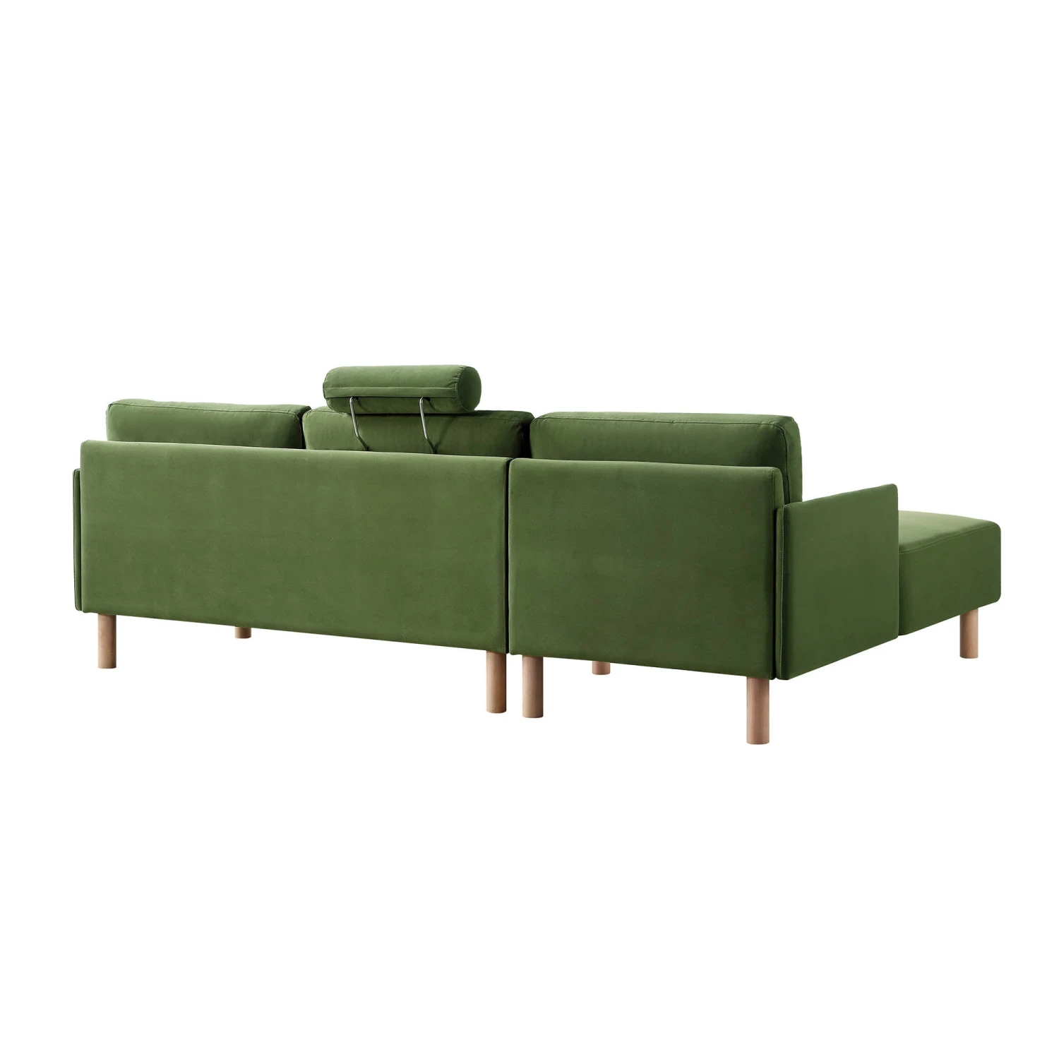Timber Fern Green Velvet Sofa, Large 3-Seater Chaise Sofa Left Hand Facing 10 Timber Fern Green Velvet Sofa, Large 3-Seater Chaise Sofa Left Hand Facing - Image 10
