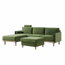 Timber Fern Green Velvet Sofa, Large 3-Seater Chaise Sofa Left Hand Facing 24 Timber Fern Green Velvet Sofa, Large 3-Seater Chaise Sofa Left Hand Facing -Daals Store GCSF 2402 MOSS VEL LEFT WB6