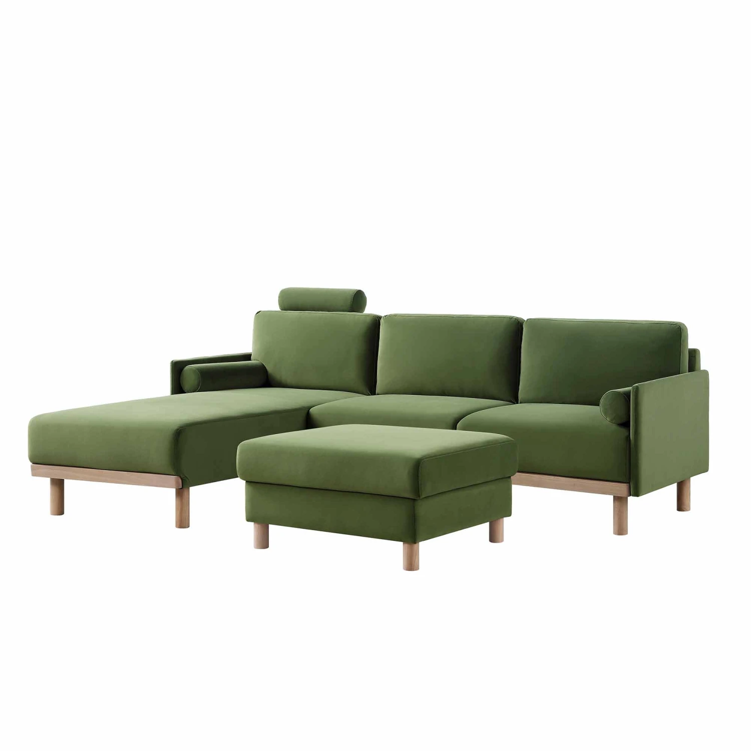 Timber Fern Green Velvet Sofa, Large 3-Seater Chaise Sofa Left Hand Facing 11 Timber Fern Green Velvet Sofa, Large 3-Seater Chaise Sofa Left Hand Facing - Image 11