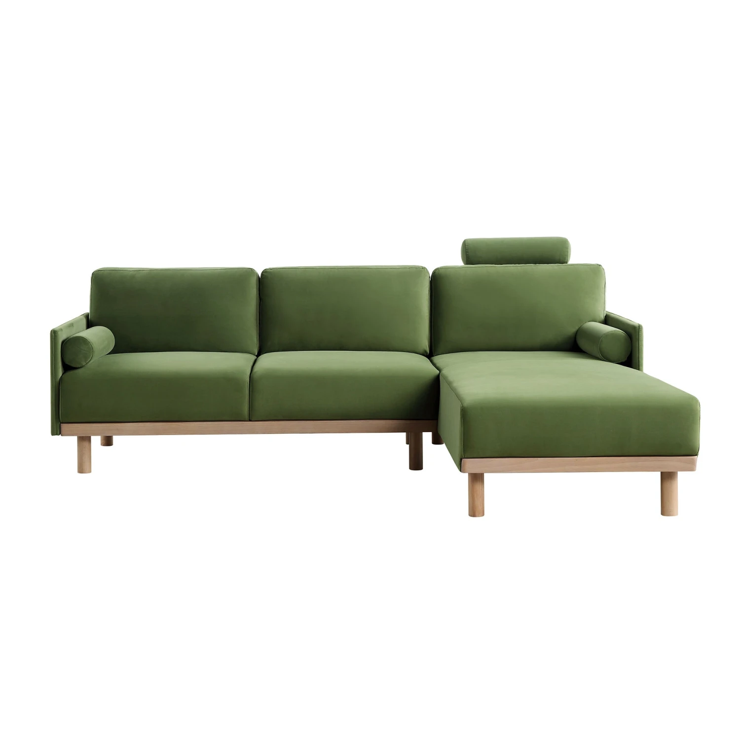 Timber Fern Green Velvet Sofa, Large 3-Seater Chaise Sofa Right Hand Facing 5 Timber Fern Green Velvet Sofa, Large 3-Seater Chaise Sofa Right Hand Facing - Image 5