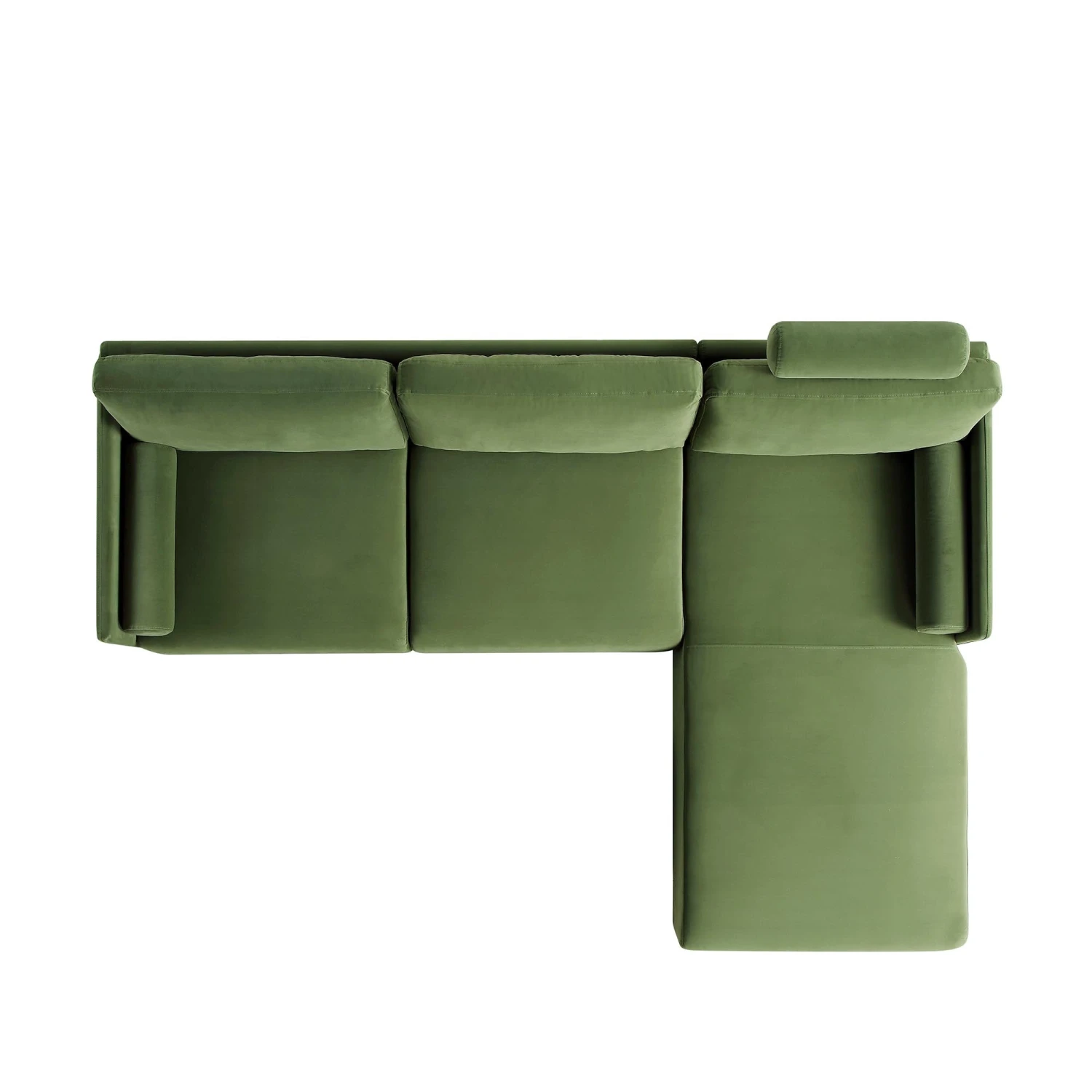 Timber Fern Green Velvet Sofa, Large 3-Seater Chaise Sofa Right Hand Facing 8 Timber Fern Green Velvet Sofa, Large 3-Seater Chaise Sofa Right Hand Facing - Image 8