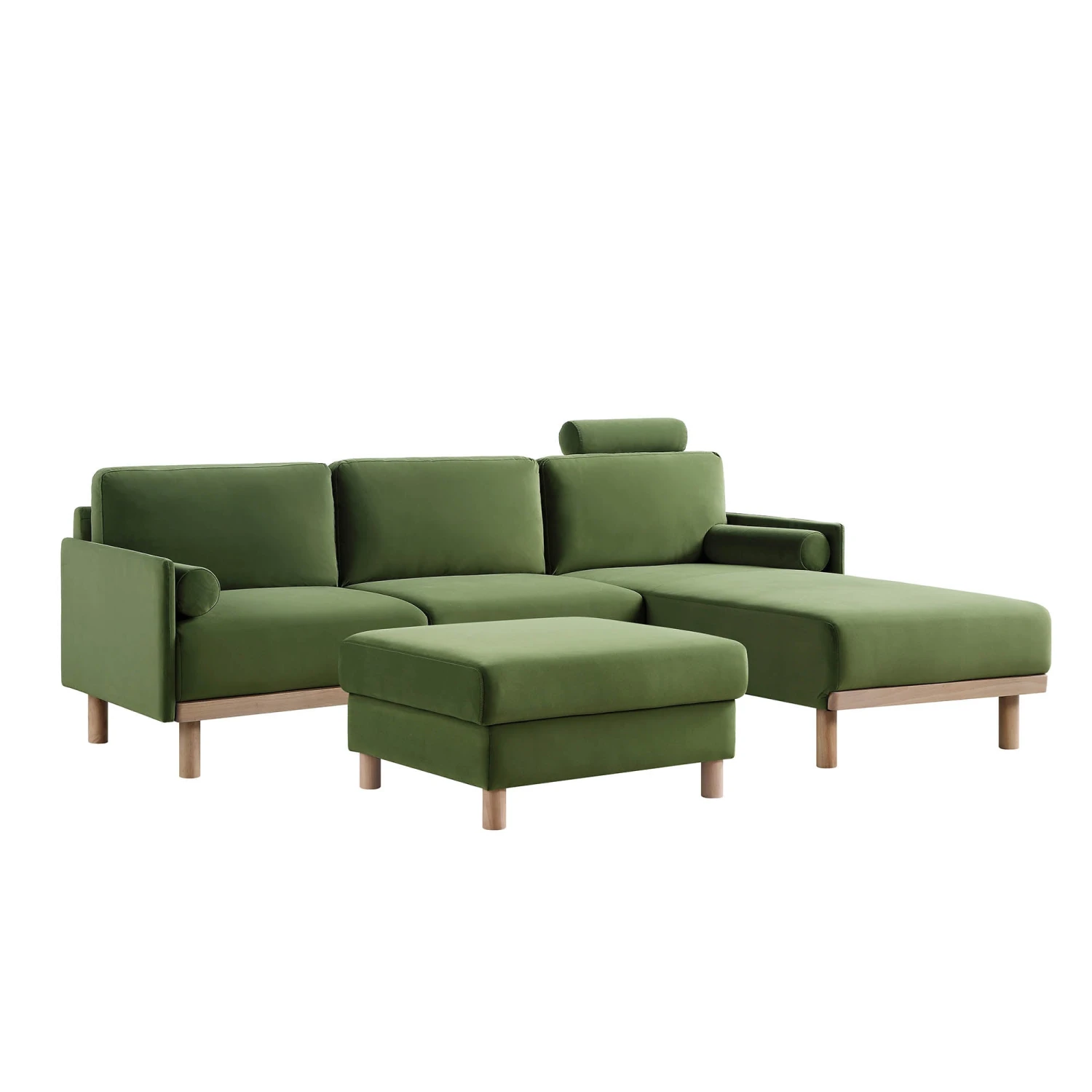 Timber Fern Green Velvet Sofa, Large 3-Seater Chaise Sofa Right Hand Facing 10 Timber Fern Green Velvet Sofa, Large 3-Seater Chaise Sofa Right Hand Facing - Image 10