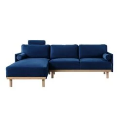 Timber Navy Blue Velvet Sofa, Large 3-Seater Chaise Sofa Left Hand Facing 18 Timber Navy Blue Velvet Sofa, Large 3-Seater Chaise Sofa Left Hand Facing -Daals Store GCSF 2402 NAVY VEL LEFT WB1