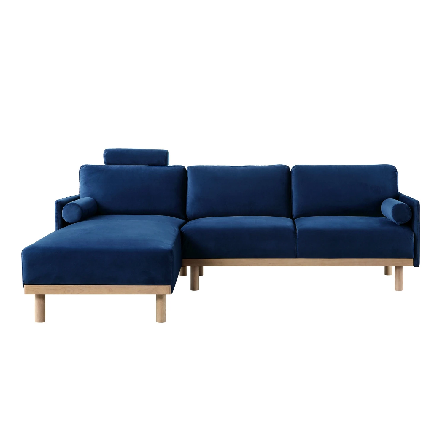 Timber Navy Blue Velvet Sofa, Large 3-Seater Chaise Sofa Left Hand Facing 5 Timber Navy Blue Velvet Sofa, Large 3-Seater Chaise Sofa Left Hand Facing - Image 5