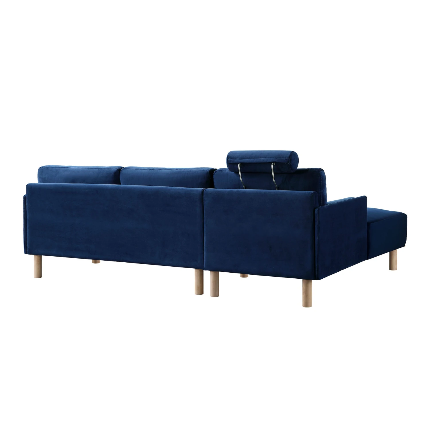Timber Navy Blue Velvet Sofa, Large 3-Seater Chaise Sofa Left Hand Facing 9 Timber Navy Blue Velvet Sofa, Large 3-Seater Chaise Sofa Left Hand Facing - Image 9