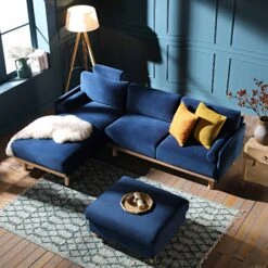 Timber Navy Blue Velvet Sofa, Large 3-Seater Chaise Sofa Left Hand Facing 16 Timber Navy Blue Velvet Sofa, Large 3-Seater Chaise Sofa Left Hand Facing -Daals Store GCSF 2402 NAVY VEL LEFT scene2
