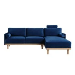 Timber Navy Blue Velvet Sofa, Large 3-Seater Chaise Sofa Right Hand Facing 18 Timber Navy Blue Velvet Sofa, Large 3-Seater Chaise Sofa Right Hand Facing -Daals Store GCSF 2402 NAVY VEL RIGHT WB1