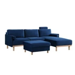 Timber Navy Blue Velvet Sofa, Large 3-Seater Chaise Sofa Right Hand Facing 24 Timber Navy Blue Velvet Sofa, Large 3-Seater Chaise Sofa Right Hand Facing -Daals Store GCSF 2402 NAVY VEL RIGHT WB6