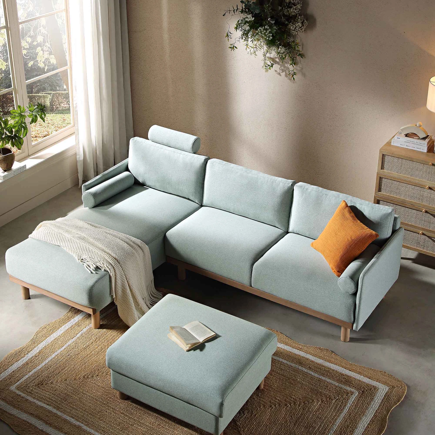 Timber Sage Green Fabric Sofa, Large 3-Seater Chaise Sofa Left Hand Facing 3 Timber Sage Green Fabric Sofa, Large 3-Seater Chaise Sofa Left Hand Facing - Image 3