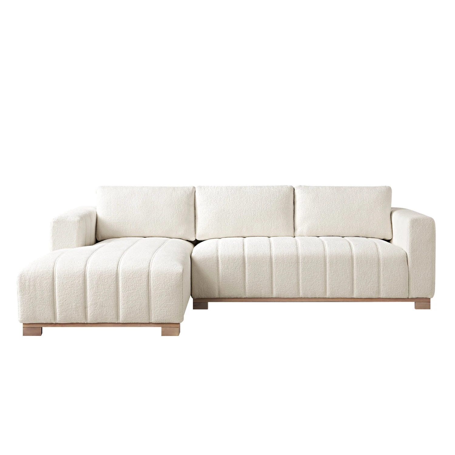 Belsize Beige Boucle Sofa With Wooden Base, Large Chaise Left Hand Facing 5 Belsize Beige Boucle Sofa With Wooden Base, Large Chaise Left Hand Facing - Image 5