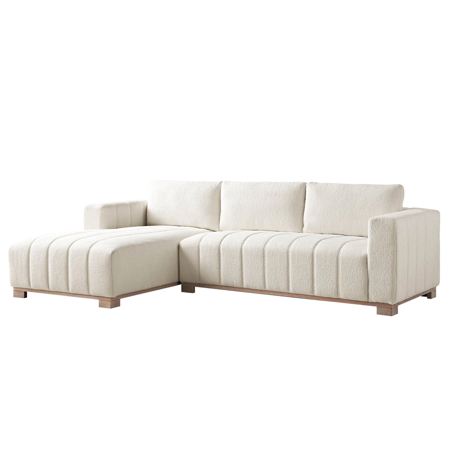 Belsize Beige Boucle Sofa With Wooden Base, Large Chaise Left Hand Facing 6 Belsize Beige Boucle Sofa With Wooden Base, Large Chaise Left Hand Facing - Image 6