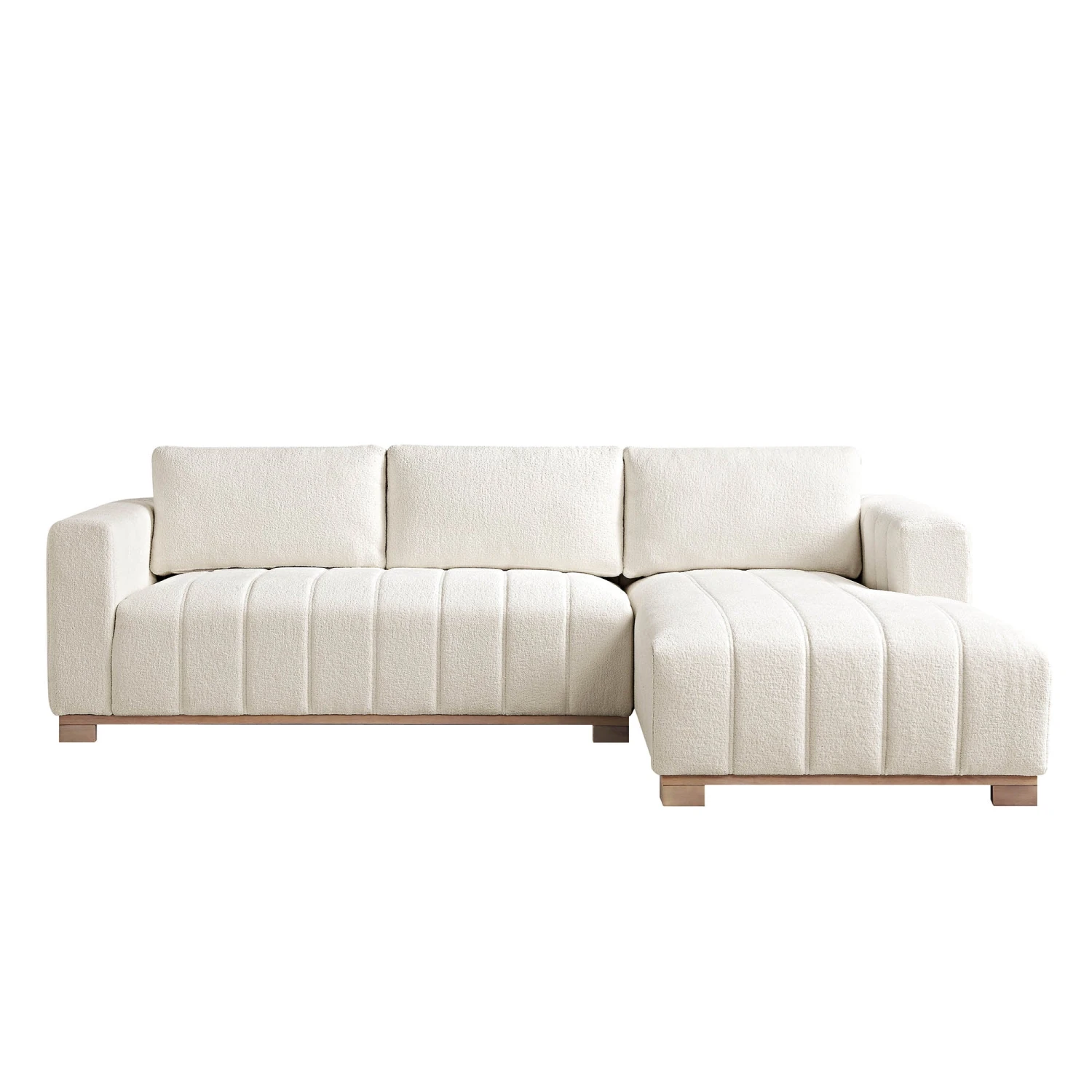 Belsize Beige Boucle Sofa With Wooden Base, Large Chaise Right Hand Facing 4 Belsize Beige Boucle Sofa With Wooden Base, Large Chaise Right Hand Facing - Image 4