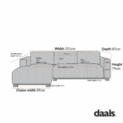 Belsize Beige Boucle Sofa With Wooden Base, Large Chaise Left Hand Facing 18 Belsize Beige Boucle Sofa With Wooden Base, Large Chaise Left Hand Facing -Daals Store GCSF 2404 LEFT CHART