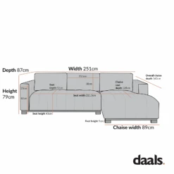 Belsize Beige Boucle Sofa With Wooden Base, Large Chaise Right Hand Facing 17 Belsize Beige Boucle Sofa With Wooden Base, Large Chaise Right Hand Facing -Daals Store GCSF 2404 RIGHT CHART