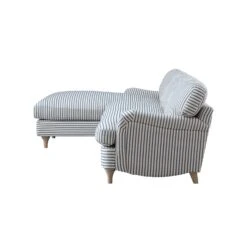 Daphnis Blue Striped Linen Blend Sofa, Grande Chaise Sofa Left Hand Facing -Daals Store GCSF 2443 BLUE STRIPE LEFT WB5