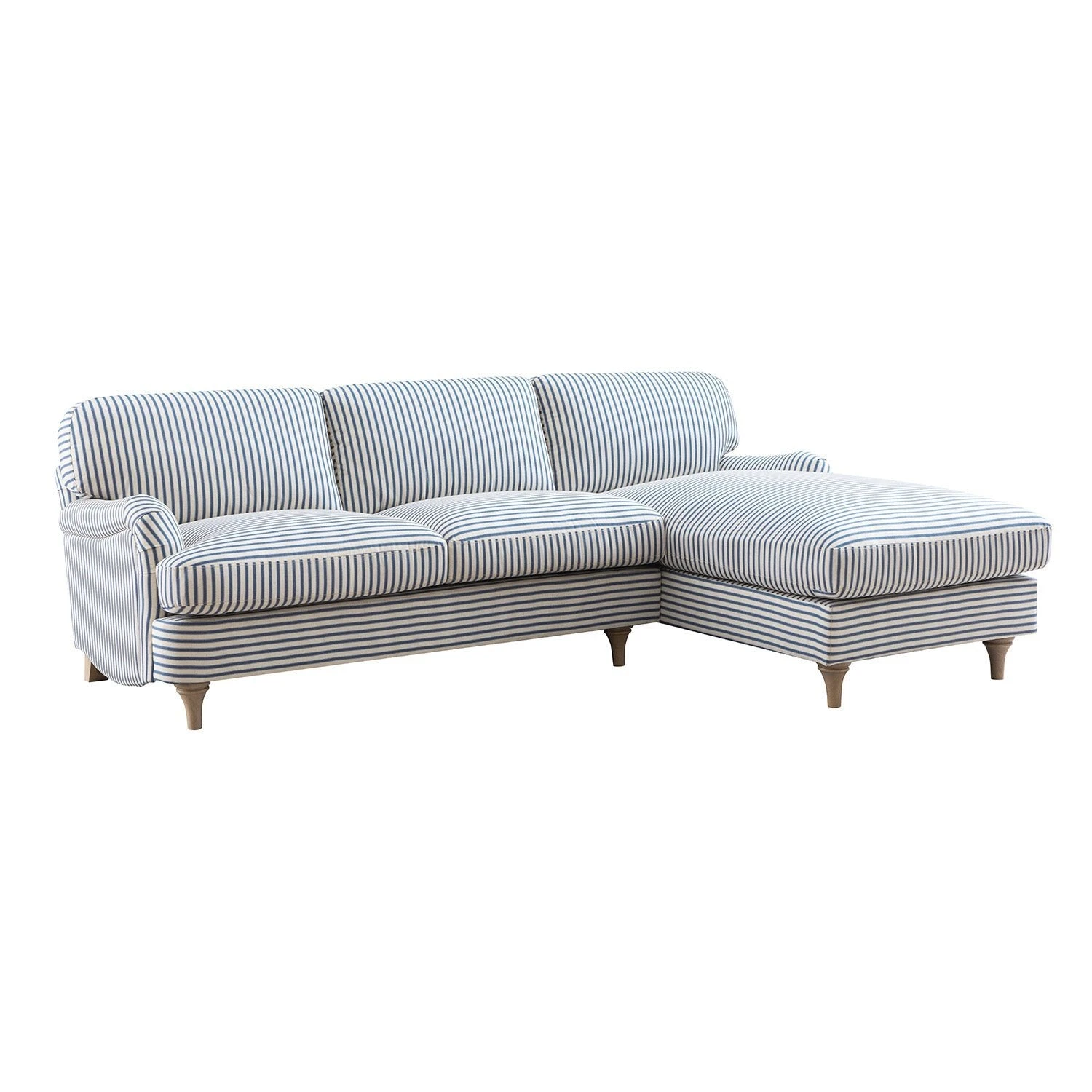 Daphnis Blue Striped Linen Blend Sofa, Grande Chaise Sofa Right Hand Facing 1 Daphnis Blue Striped Linen Blend Sofa, Grande Chaise Sofa Right Hand Facing