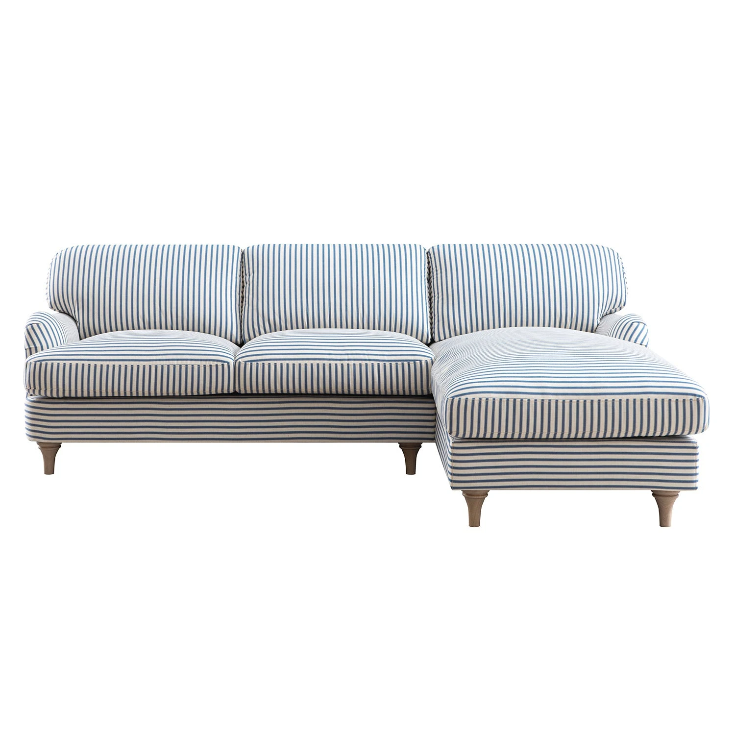Daphnis Blue Striped Linen Blend Sofa, Grande Chaise Sofa Right Hand Facing 2 Daphnis Blue Striped Linen Blend Sofa, Grande Chaise Sofa Right Hand Facing - Image 2