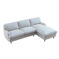 Daphnis Blue Striped Linen Blend Sofa, Grande Chaise Sofa Right Hand Facing 12 Daphnis Blue Striped Linen Blend Sofa, Grande Chaise Sofa Right Hand Facing -Daals Store GCSF 2443 BLUE STRIPE RIGHT WB3