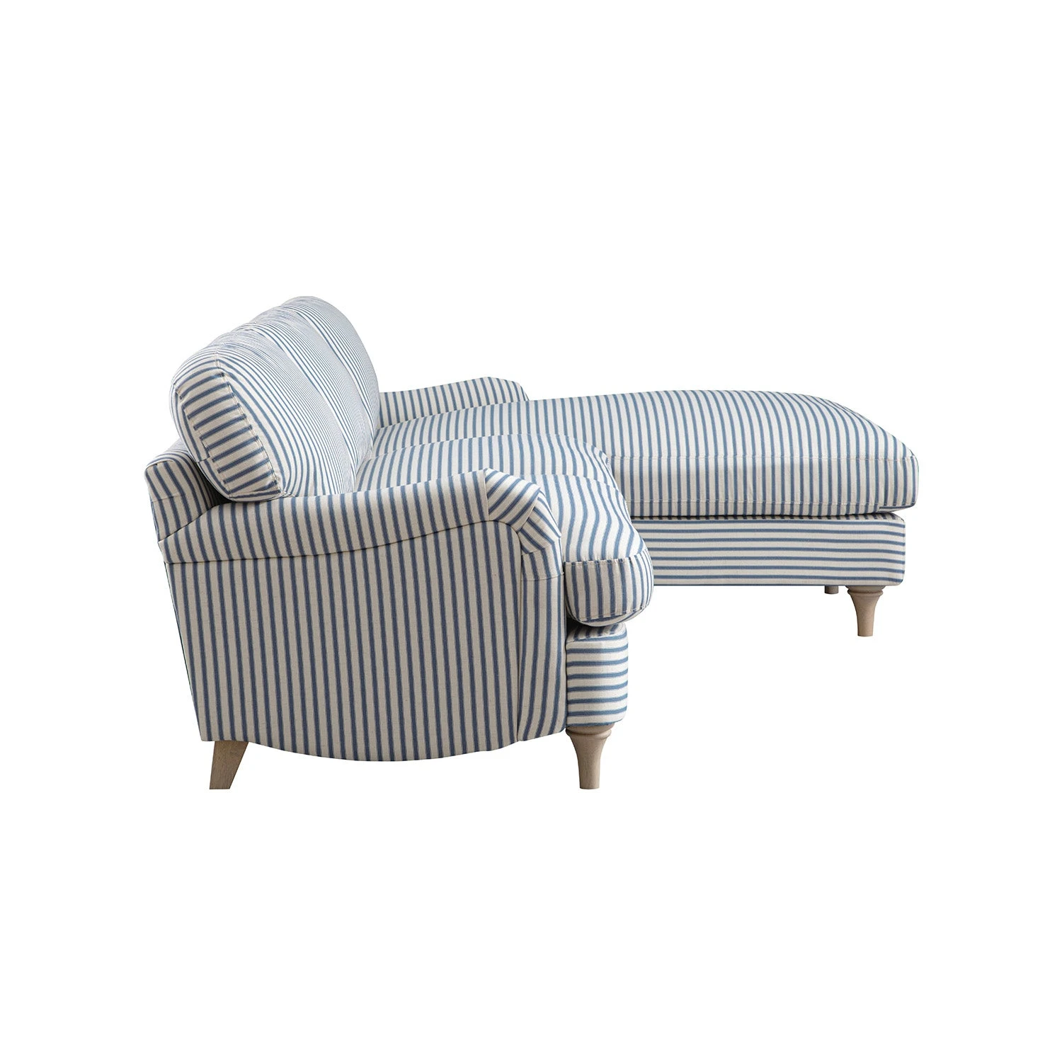 Daphnis Blue Striped Linen Blend Sofa, Grande Chaise Sofa Right Hand Facing 6 Daphnis Blue Striped Linen Blend Sofa, Grande Chaise Sofa Right Hand Facing - Image 6