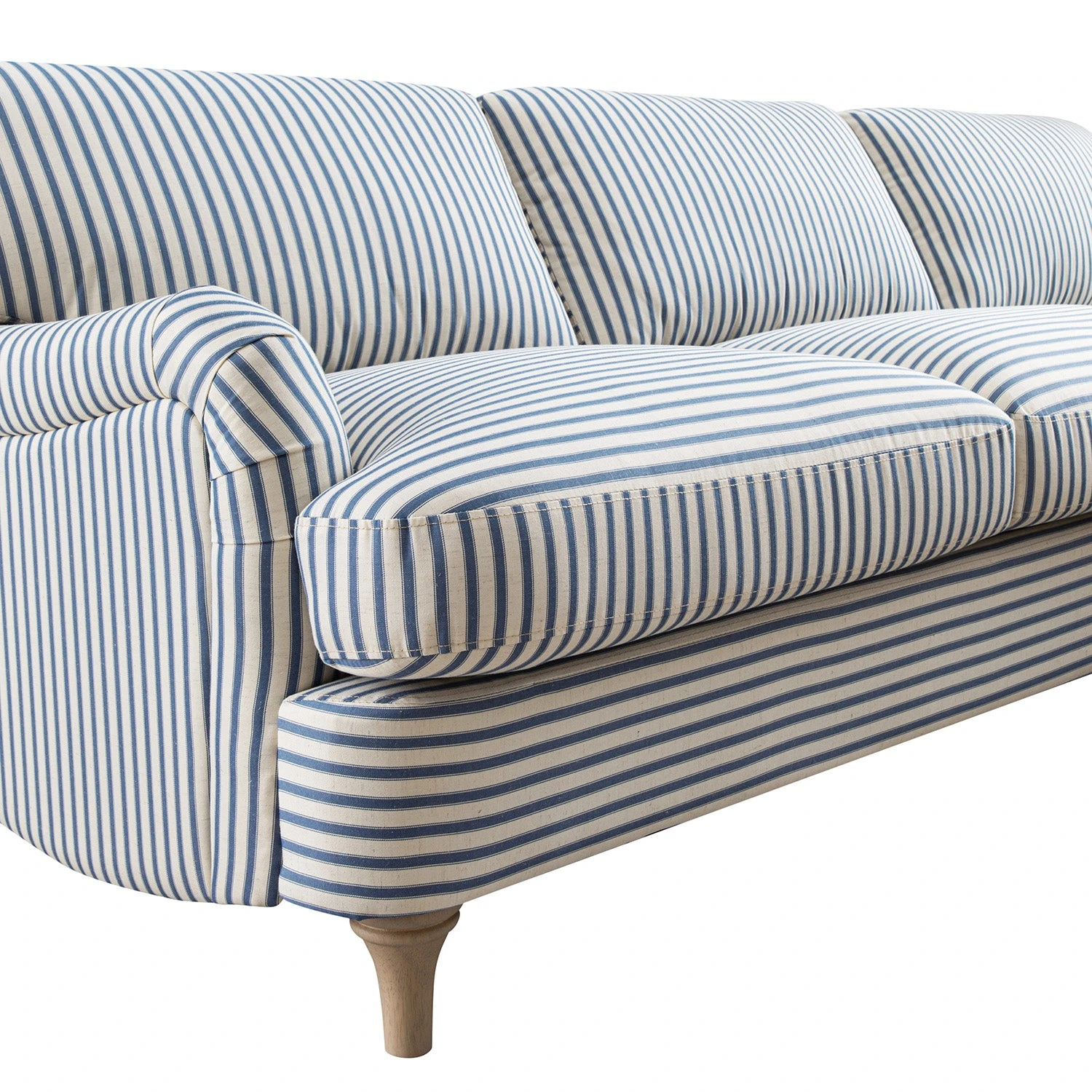 Daphnis Blue Striped Linen Blend Sofa, Grande Chaise Sofa Right Hand Facing 9 Daphnis Blue Striped Linen Blend Sofa, Grande Chaise Sofa Right Hand Facing - Image 9